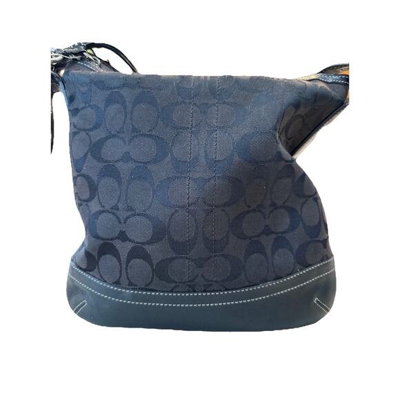 Coach 11x11 Crossbody Black Monogram Tassle Handbag H04K-9362 - Picture 2 of 5